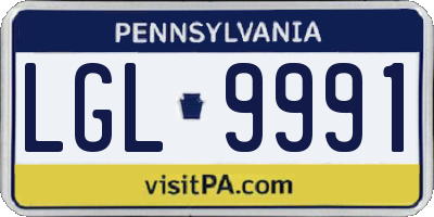 PA license plate LGL9991