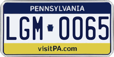 PA license plate LGM0065