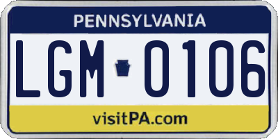 PA license plate LGM0106