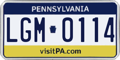 PA license plate LGM0114