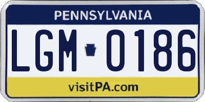PA license plate LGM0186