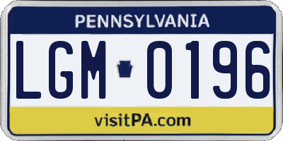 PA license plate LGM0196