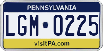 PA license plate LGM0225