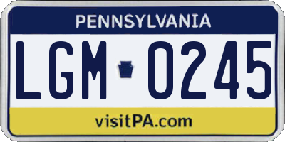 PA license plate LGM0245