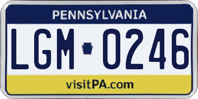 PA license plate LGM0246