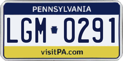 PA license plate LGM0291
