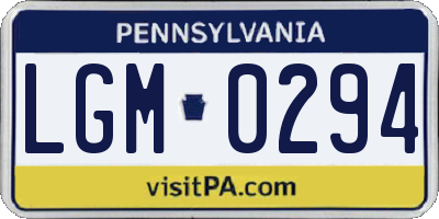 PA license plate LGM0294