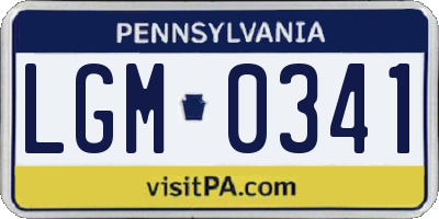 PA license plate LGM0341