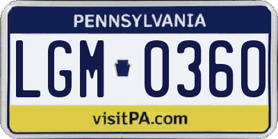 PA license plate LGM0360
