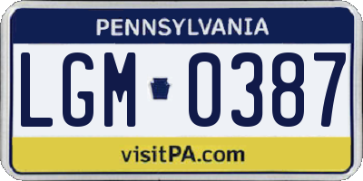 PA license plate LGM0387