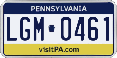 PA license plate LGM0461