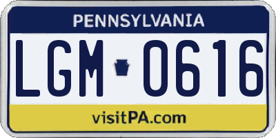 PA license plate LGM0616