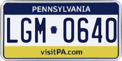 PA license plate LGM0640