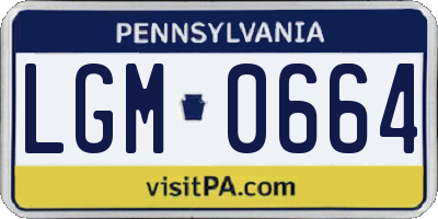 PA license plate LGM0664