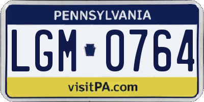 PA license plate LGM0764