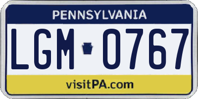 PA license plate LGM0767