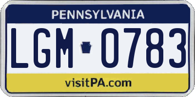 PA license plate LGM0783
