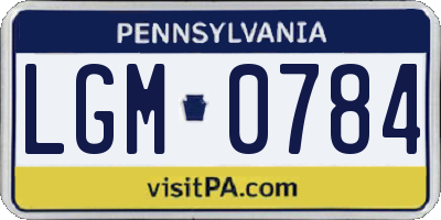 PA license plate LGM0784