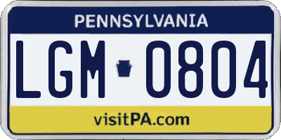 PA license plate LGM0804