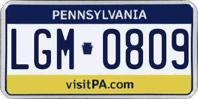 PA license plate LGM0809