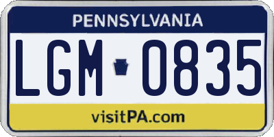 PA license plate LGM0835