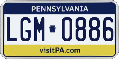 PA license plate LGM0886
