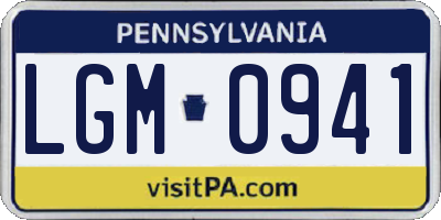 PA license plate LGM0941