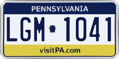 PA license plate LGM1041