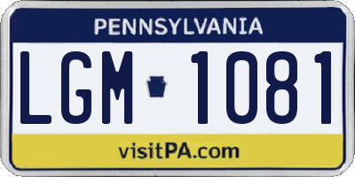 PA license plate LGM1081