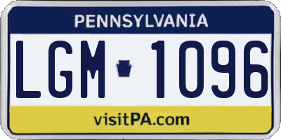 PA license plate LGM1096