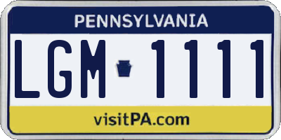 PA license plate LGM1111