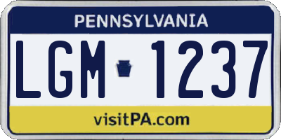 PA license plate LGM1237