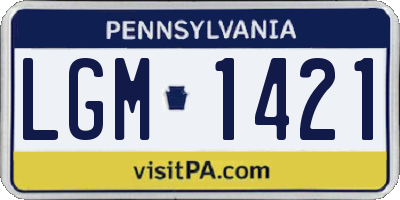 PA license plate LGM1421