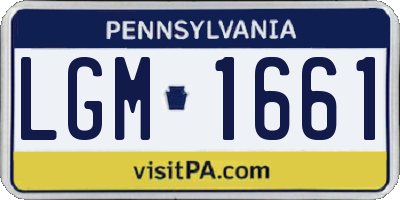 PA license plate LGM1661
