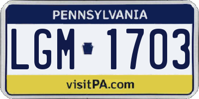 PA license plate LGM1703