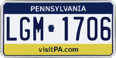 PA license plate LGM1706