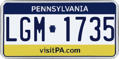 PA license plate LGM1735