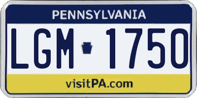 PA license plate LGM1750