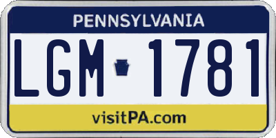 PA license plate LGM1781