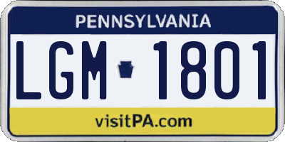 PA license plate LGM1801