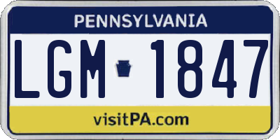 PA license plate LGM1847