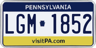 PA license plate LGM1852