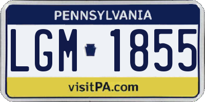 PA license plate LGM1855