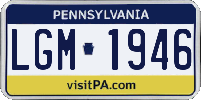 PA license plate LGM1946