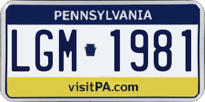 PA license plate LGM1981