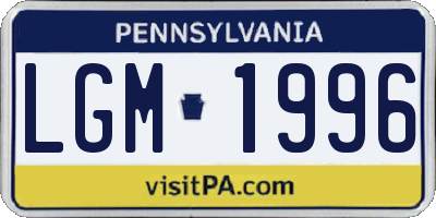 PA license plate LGM1996