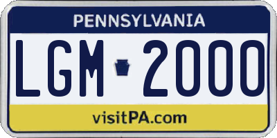 PA license plate LGM2000