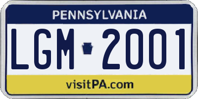 PA license plate LGM2001