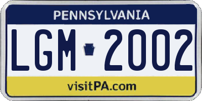 PA license plate LGM2002