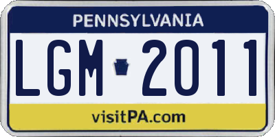 PA license plate LGM2011
